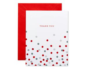 Red and Silver Thank You Blank Note Cards and Red Envelopes, 20-Count