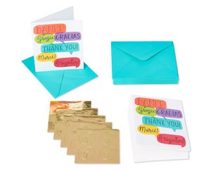 International Thanks Boxed Thank You Cards and Envelopes, 20-Count