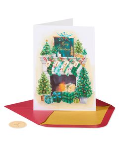 Christmas Mantel Christmas Cards Boxed, 14-Count