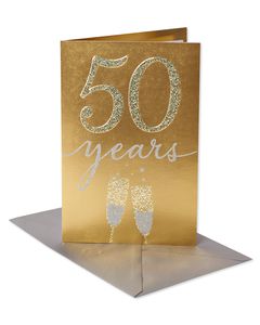 Golden 50th Anniversary Card for Couple