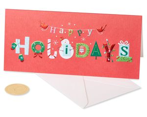 Happy Holidays Money Holder Christmas Cards Boxed, 16-Count