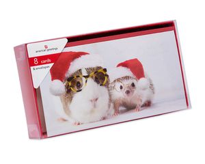 Furry Animals Christmas Boxed Cards and White Envelopes, 8-Count