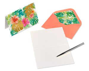 Tropical Flowers Boxed Blank Note Cards with Envelopes, 12-Count