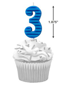 Blue Stripes  Number Birthday Candles Pack, 10-Count