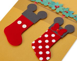 Minnie and Mickey Mouse Stockings Christmas Greeting Card 