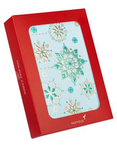 Glitter-Free Hanging Glitter Snowflakes Holiday Cards Boxed, 12-Count