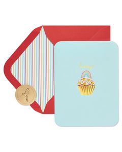 Rainbow Cupcake Birthday Greeting Card 