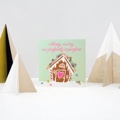 Romantic Gingerbread House Christmas Greeting Card
