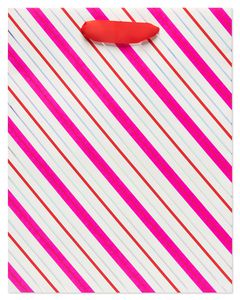 Large Valentine's Day Gift Bag, Stripes, 1-Count