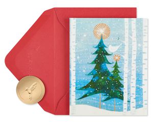 Holiday Snowbird and Tree - Glitter Free Christmas Cards Boxed, 20-Count