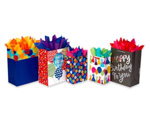Birthday, Gift Bag and Tissue Paper Bundle, 5-Count