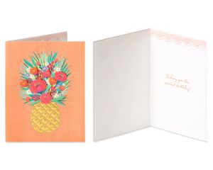 Cake and Pineapple Birthday Greeting Card Bundle, 2-Count
