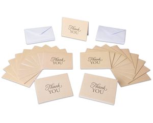Kraft Thank You Cards and Envelopes, 50-Count