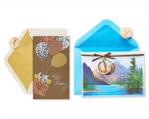 Balloons and Mountain Happy Birthday Cards, 2-Count