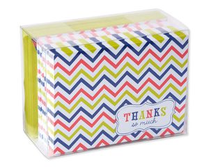 Multicolored Chevron Thank-You Cards and Lime Green Envelopes, 50-Count