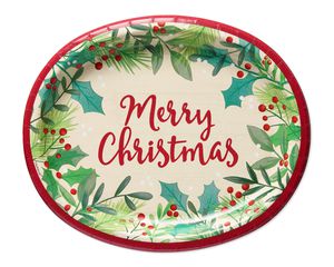 Merry Christmas Holly Dinner Plate 8 ct
