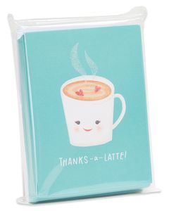 Thanks-a-Latte Thank You Blank Note Cards and White Envelopes, 20-Count