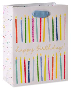 Balloons and Candles Birthday Gift Bags with Tissue Paper, 2 Bags, 8-Sheets