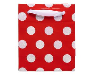 mini white polka dots christmas gift bag