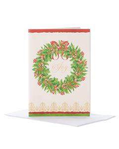 Joy Wreath Christmas Boxed Cards, 14 Count
