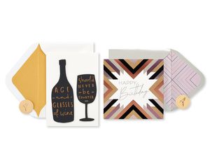 Black and Gold Birthday Greeting Card Bundle, 2-Count