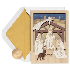 A Child is Born Religious Christmas Greeting Card