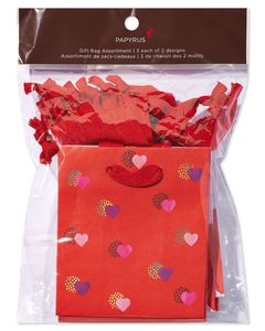 Cherries and Hearts Valentine's Day Small Gift Bags, 2-Count