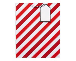 large red stripes christmas gift bag