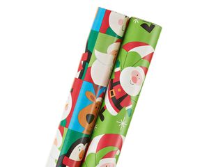 santa and friends, christmas 2-roll wrapping paper