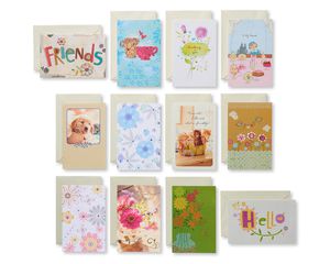 Assorted Love and Friendship Cards and Cream Envelopes, 12-Count
