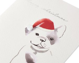 Frenchie with Santa Hat Dog Christmas Greeting Card 