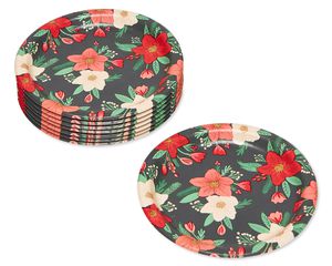 Winter Floral Paper Dessert Plates, 8-Count