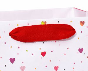 Scattered Hearts White Valentine's Day Large Gift Bag, 1-Count