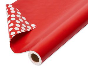 Christmas Reversible Wrapping Paper, Red and While Polka Dots Mega Roll, 30