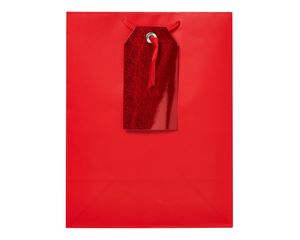 medium red with gift tag gift bag