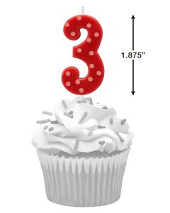 Red Polka Dots Number Birthday Candles Pack, 10-Count