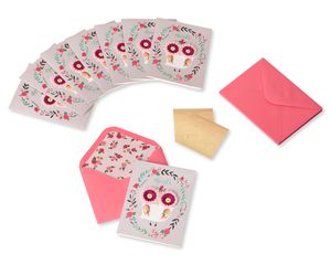 Lovely Owl Handmade Thank You Boxed Blank Note Cards, 8-Count