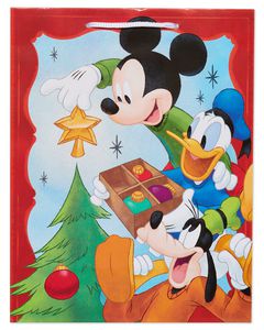 Medium Mickey Mouse and Friends with Glitter Christmas Gift Bag