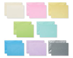 Pastel Blank Flat Panel Note Cards and Colored Envelopes, 100-Count