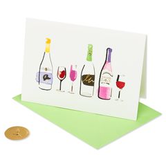 Wine Bottles Blank Greeting Card