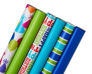 Birthday Wrapping Paper Bundle, 6 Count