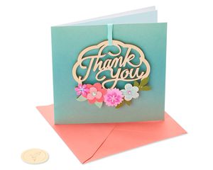 Wood WreathThank You Greeting Card 