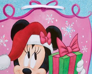 Medium Minnie Mouse with Glitter Christmas Gift Bag