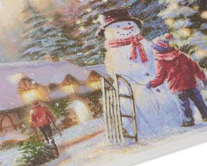 Premium City Kids and Snowman Christmas Boxed Cards and Gold Foil-Lined White Envelopes, 14-Count