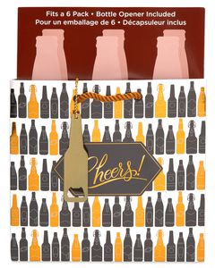 Beer Gift Bag, Bottles and Glasses, 1-Count