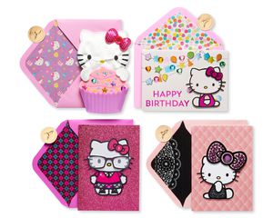 Hello Kitty Birthday Greeting Card Bundle, 4-Count