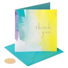 Abstract Watercolors Blank Thank You Greeting Card