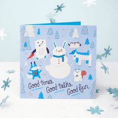 Snowmen Greeting Card - Christmas, Happy Holidays, Happy New Year, Hanukkah