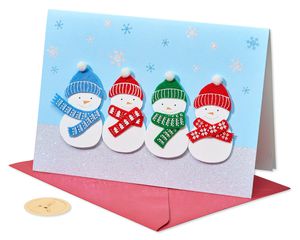 Holiday Snowman Glitter Christmas Cards Boxed, 8-Count