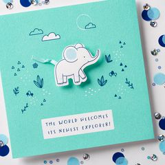 Elephant Baby Boy Congratulations Card